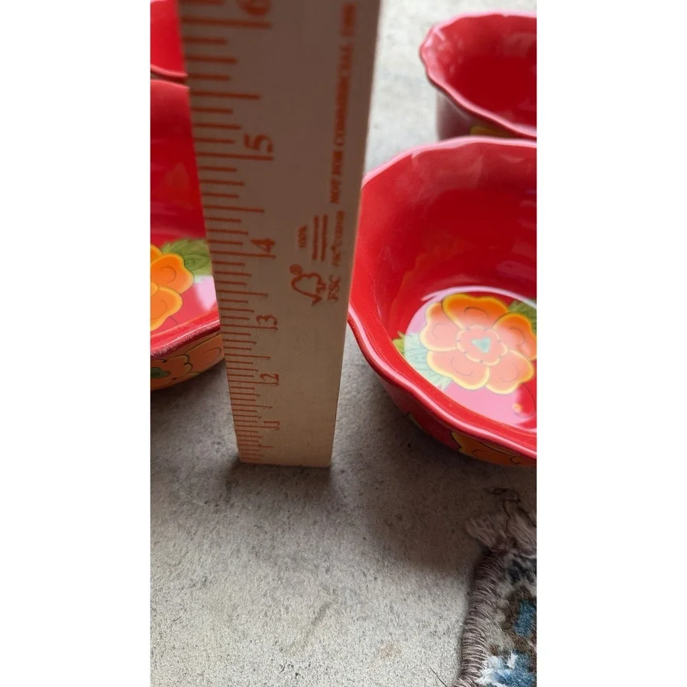 Temptations‎ Set of 4 Ramekins Poppy Passion Red Ovenware Bowls